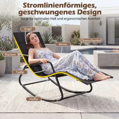 Scaun balansoar ergonomic din material respirabil 143 x 57 x 86 cm Negru