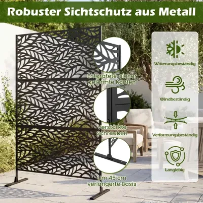 Grădină 122 x 198 cm Freestanding camera separator din oţel galvanizat Negru