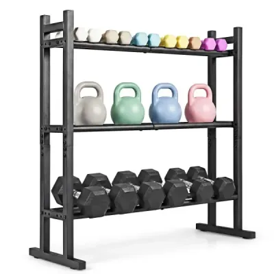 Rack dumbbell 3 pas cu 3 ori distanta reglabila scurt rack dumblell cu cadru metalic robust