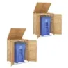 Set de 2 120 L casa de gunoi lemn cu capac deschis &amp; usi duble si blocare incuietoare