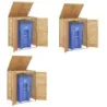 Set de 3 120 L Casa de gunoi din lemn cu capac de deschidere &amp; usi duble si blocare incuiabila