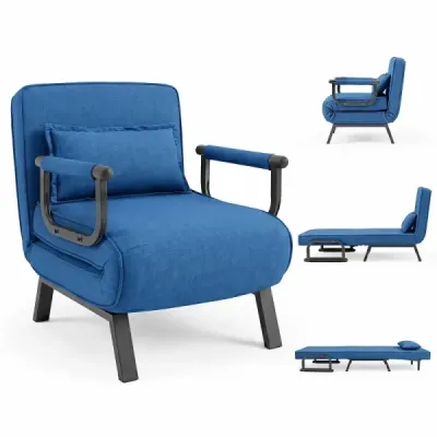Scaun de dormit cu funcție de pat canapea extensibila pat cu 5 ori backrest reglabil Blue