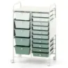 Cărucioare rulante pe role de servire vagoane cu 15 sertare tavă perforată placă 63 x 37 x 87 cm verde