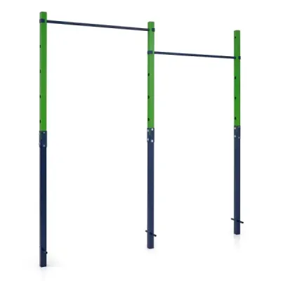 Dublu pull-up bar stretch bar înălțime-adjustabil 80-172 cm stație de dip din oțel galvanizat până la 220 kg albastru