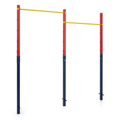 Dublu bara de pull-up bar inaltime-adjustabil 80-172 cm de otel pana la 220 kg rosu