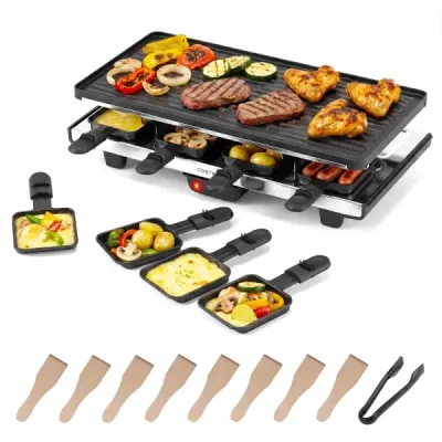 Raclette pentru 8 persoane Grill electric cu 2-in-1 placa de gratar non-stick 1400W