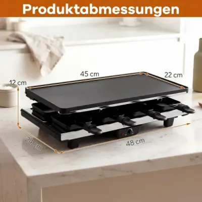 Raclette pentru 8 persoane Grill electric cu 2-in-1 placa de gratar non-stick 1400W