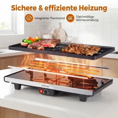 Raclette pentru 8 persoane Grill electric cu 2-in-1 placa de gratar non-stick 1400W