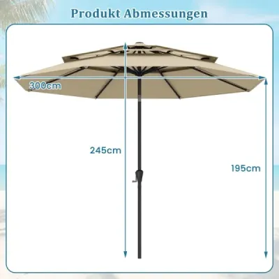 parasolar 3 etaje cu manivela paraşuta de grădină Windproof