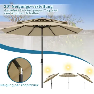 parasolar 3 etaje cu manivela paraşuta de grădină Windproof