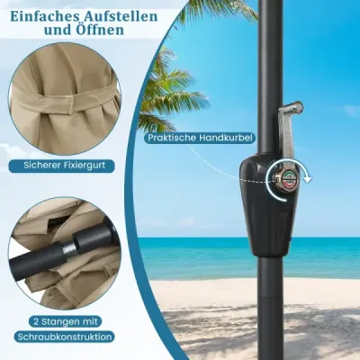 parasolar 3 etaje cu manivela paraşuta de grădină Windproof