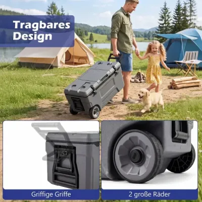 Cutie de răcire 50 L termobox mare din plastic cu role și mâner Cutie de izolare cu dop de scurgere