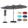 Dublu sunshade 370 x 200 cm sunshade cu manivela &amp; stand terasa parasolar cu 108 LED-uri gri
