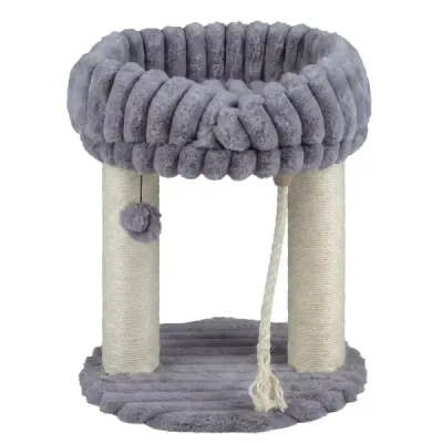 Katzenbaum Plüsch Kratzbaum cu platformă situată & trunchiuri sisal alpinism turn 40 x 40 x 50,5 cm gri