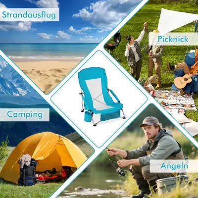 2 seturi Scaun de plajă Scaun de camping pliabil cu pânză netă respirabilă Scaun pliabil Albastru