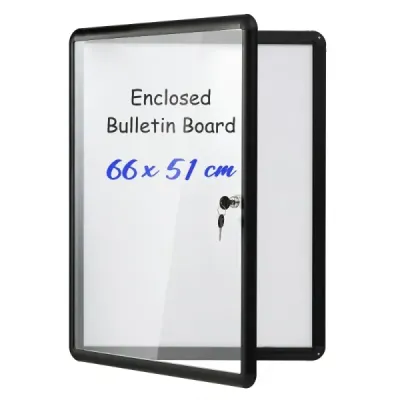 Cutie informativă pentru showcase cu perete spate magnetic și scris 60 x 45 cm negru