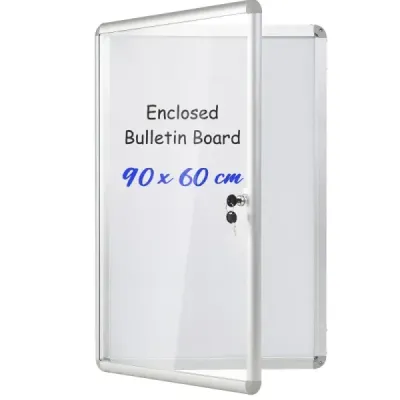 Lockable showcase Infobox cu perete spate magnetic și recordabil 84 x 54 cm argintiu
