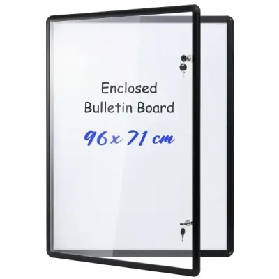 Lockable showcase Infobox cu perete spate magnetic și recordabil 90 x 65 cm negru