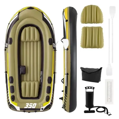 PVC Barcă de pescuit gonflabilă cu 3 camere aeriene 2 padele 305 x 136 x 42 cm