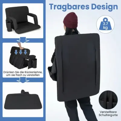 Scaun stadion pliabil Scaun stadion tapițat cu 6 ori backrest reglabil Negru