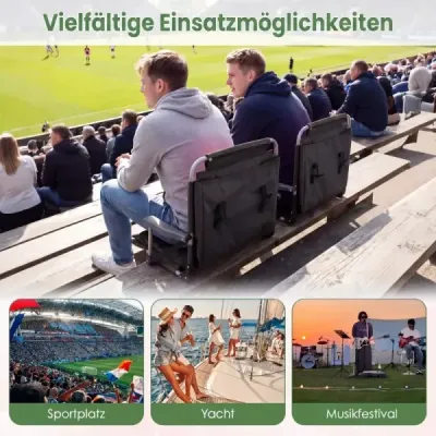 Scaun portabil stadion cu backrest grander pliabil cu curea umăr negru