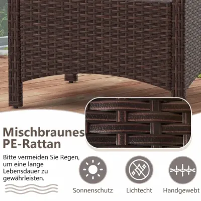 2 set Footstool din PE-Rattan scaun gradina cu scaun demontabil perna constructie metal Bej