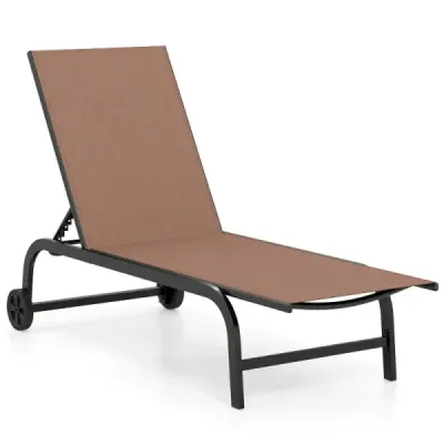 Sun lounger cu role Robust salon de grădină cu 6 ori backrest reglabil până la 180° plat maro