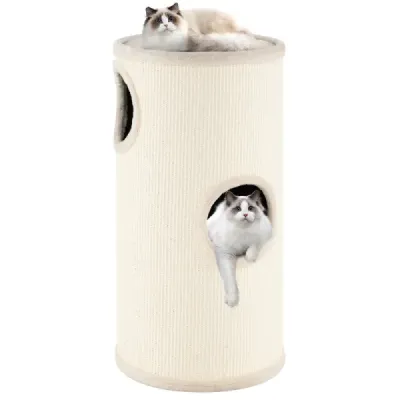 4 etaje pisica zgârie copac Multi-store casa pisica cu sisal scratchboard Zona de dormit cuddly bej