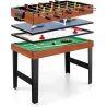 4 În 1 Tabelul Multiplayer 125 Cm Kicker Pool Airhockey Tenis de masă cu accesorii pentru camera de joacă negru
