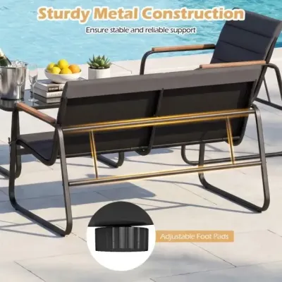 Set mobilier de gradina cu 2 scaune & banc & masa & perne Lounge exterior mobilier setat gri