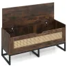 Rattan pantofi dulap împletit banc de pantofi cu scaun căptușit fata Rustic Brown