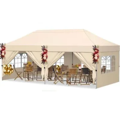 Pavilion pliant 3x6 m cu 4 pereti laterali inaltime gradina reglabila pavilion pop-up pavilion Bej