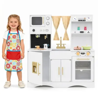 bucătărie pentru copii cu accesorii de gătit Joacă bucatarie Lemn cu microunde 92 x 35 x 90 cm pentru copii de la 3 ani Alb