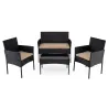 Set mobilier gradina Rattan cu 2 scaune &amp; banc &amp; masa &amp; perne grup de locuri set de gradina Khaki
