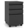Metal Lockable Rolling Container cu 3 sertare și Registratura de agățat caz negru