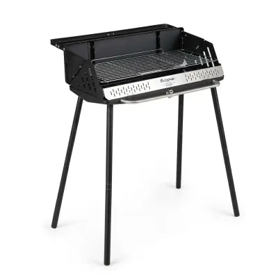 Grătar de cărbune portabil de 3 ori înălțime-adjustabil grătar camping cu 2 trepte grill cadru de metal