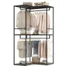 L-Förmiger Haine rack lemn 3 rafturi 4 tije 100x100x200 Cm Grey + Black