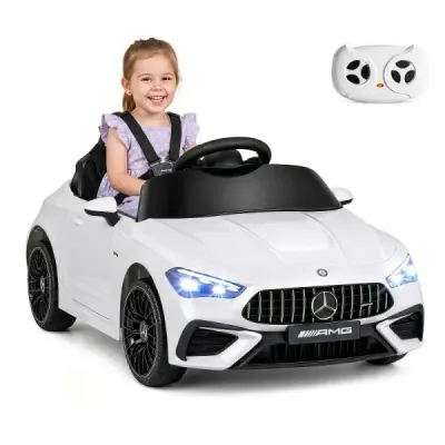 Copii masina electrica 12V Mercedes-AMG masina pentru copii cu LED-uri & 2.4G telecomanda alb