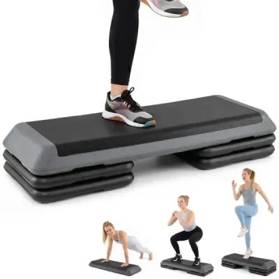 Stepper aerobic Înălţime reglabilă Fitness Stepper cu 4 Blocuri de sprijin Structurate de suprafaţă gri