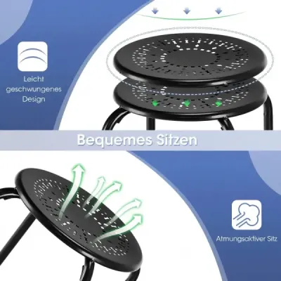 6 Set Stacking Stool Stool Stool metal stivuitor rotund sala de mese Stool cu cadru metalic Robust negru