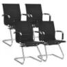 Set de 4 scaune de birou Scaune moderne de conferinta cu backrest mijlociu &amp; cadru derapaj negru