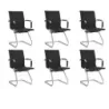 Set de 6 scaune de birou Scaune moderne de conferinta cu backrest mijlociu &amp; cadru derapaj negru