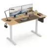 Birou electric de inaltime-justabil cu panou de control LED &amp; T-metal cadru 140 x 60 cm natura
