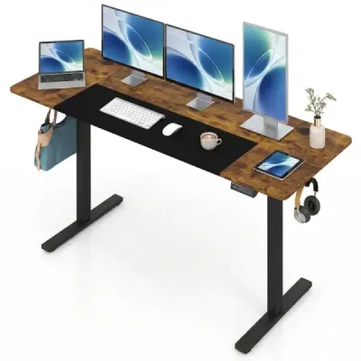 Elektrisch Höhenverstellbarer Schreibtisch mit Stabilem Metallgestell 160 x 60 cm Braun