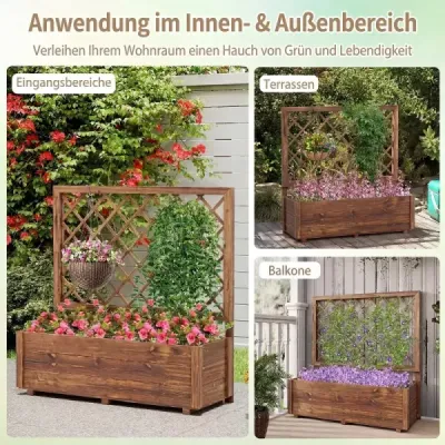 Blumenkasten mit Rankgitter Hochbeet mit Spalier & Drainagelöchern Orange 98 x 35 x 101 cm