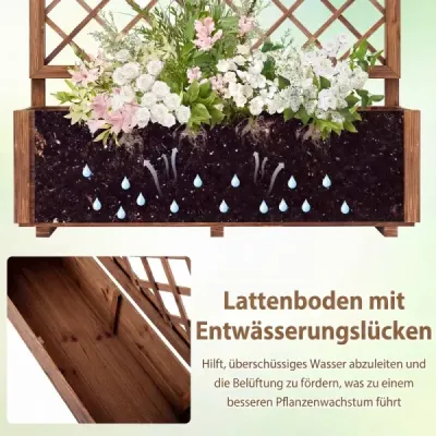 Blumenkasten mit Rankgitter Hochbeet mit Spalier & Drainagelöchern Orange 98 x 35 x 101 cm