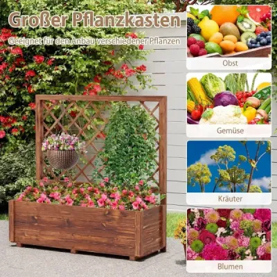 Blumenkasten mit Rankgitter Hochbeet mit Spalier & Drainagelöchern Orange 98 x 35 x 101 cm