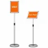 2er Set Infoständer A4 81–131 cm Höhenverstellbarer Menükartenhalter Drehbar mit Befüllbarem Sockel Silber