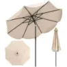 Parasol 270 cm Umbrela gradina cu manivela &amp; neige functie Umbrela Balcon cu 8 coaste metalice Bej
