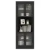 Cabinet de bucătărie dulap îngust colţ cu 4 uşi de sticlă şi 6 rafturi 171 cm mare triangular bufet dulap negru